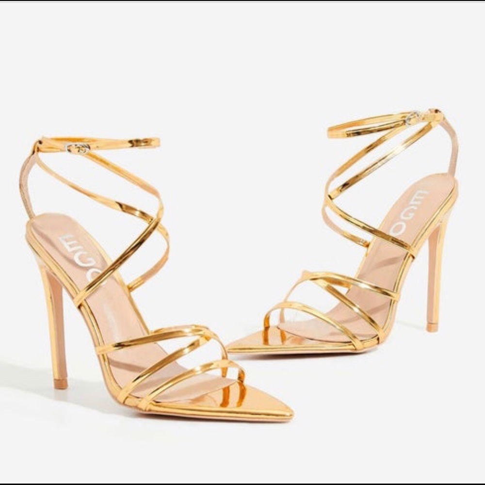 Gold strappy sandals 7